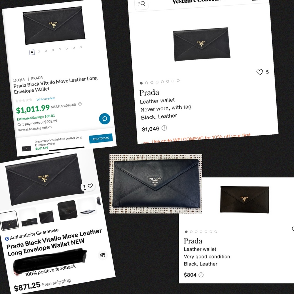 Prada Vitello Move Envelope Wallet in Black Saffiano Leather - Picture 5 of 16